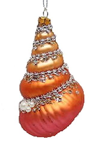 December Diamonds Blown Glass Ornament – Orange Sea Shell