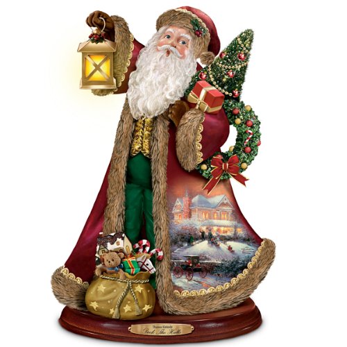 Thomas Kinkade Santa Claus Christmas Sculpture: Deck The Halls by The Bradford Exchange