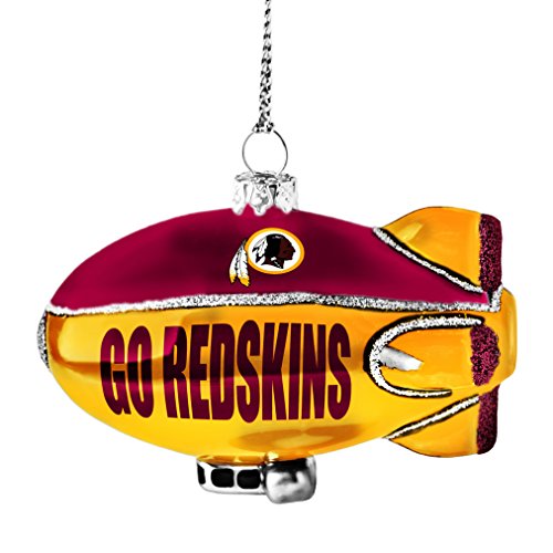 NFL Washington Redskins Glitter Blimp Ornament, Silver, 3″ x 2.25″