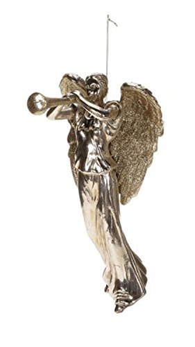 10.5″ Seasons of Elegance Antiqued Gold Glitter Embellished Trumpeting Angel Christmas Ornament