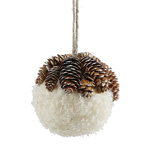 Vickerman 356685 – 4.5″ Snow Ball with Pine Cone Top Christmas Tree Ornament (P140331)