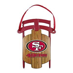 San Francisco 49ers Official NFL 3.5 inch Metal Sled Christmas Ornament