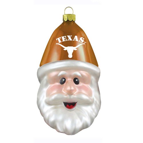 NCAA Texas Longhorns Blown Glass Santa Cap Ornament