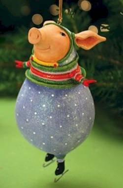 Patience Brewster Krinkles Fred Pig Christmas Ornament
