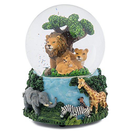 Lions Zebras Elephants and Giraffes Music Water Globe Plays Tune Circle of Life