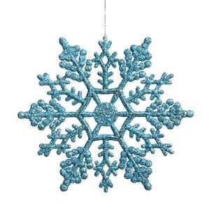 Vickerman Plastic Glitter Snowflake, 4-Inch, Turquoise, 24 Per Box
