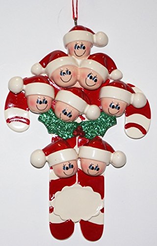 Candy Cane Family of Eight Ornament