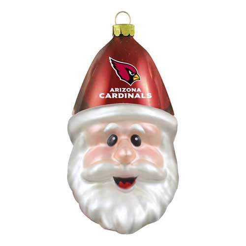 NFL Arizona Cardinals Blown Glass Santa Cap Ornament