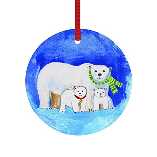 Oopsy Daisy Keepsake Ornament, Polar Bear Family, 3″x 3″