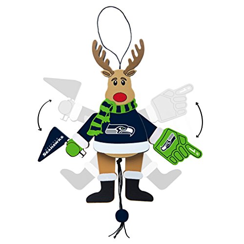 NFL Seattle Seahawks Wooden Cheer Ornament, Brown, 5.25″