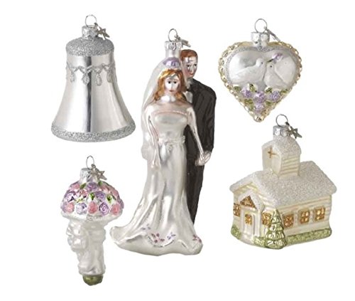 5 Piece Heirloom Wedding Ornaments in Glassworks Gift Box