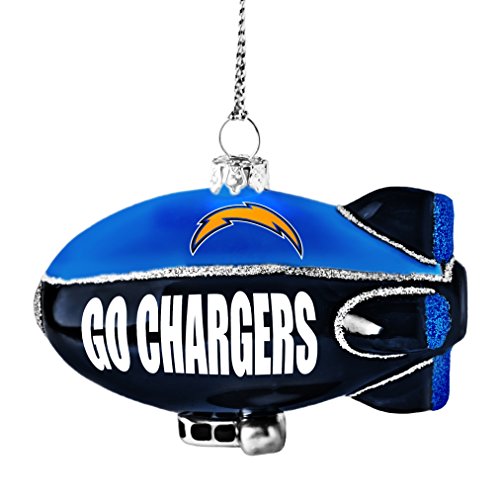 NFL San Diego Chargers Glitter Blimp Ornament, Silver, 3″ x 2.25″