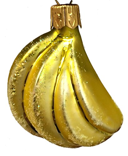 Small Bundle of Bananas Fruit Polish Glass Christmas Tree Ornament Decoration