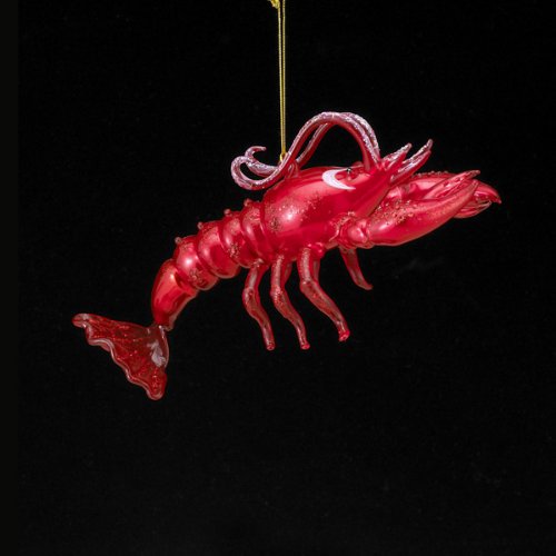 8.25″ Under the Sea Noble Gems Glass Red Lobster Christmas Ornament