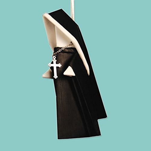 Christmas Porcelain Origami Nun Ornament with Cross, 3.75 Inches by 180 Degrees