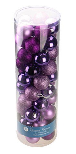 Purple Decorative Christmas 60mm Shatterproof Orbs and Ornaments – 50 Pack