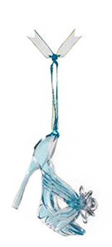 Ganz Transparent Blue Colored Glass High Heeled Shoe Christmas Ornament