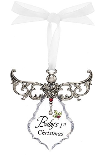 Baby’s 1st Christmas Clear Angel Ornament with Ribbon For Hanging