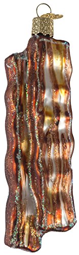 Old World Christmas – Bacon Strips Ornament – Hand Painted Blown Glass – For Fake and Real Trees – Makes a Great Gift – Yum!
