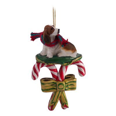 Basset Hound Candy Cane Christmas Ornament by Conversation Concepts
