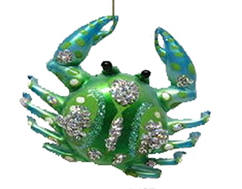 December Diamonds Blown Glass Ornament – Blue Green Crab