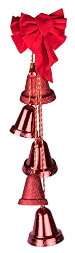 Red Christmas Hanging 5-Bell Decoration With Red Bow