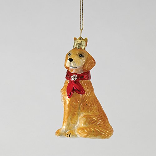 Golden Retriever with Bow Ornament