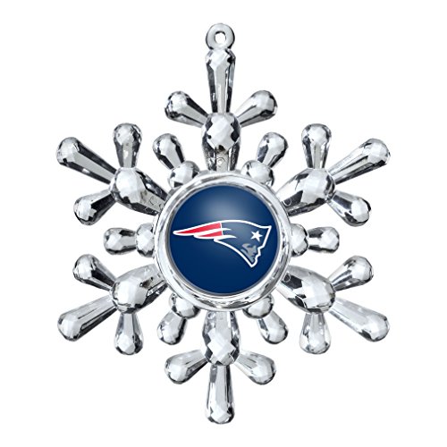 NFL New England Patriots Traditional Snowflake Ornament, 4.5″ in Diameter, Clear