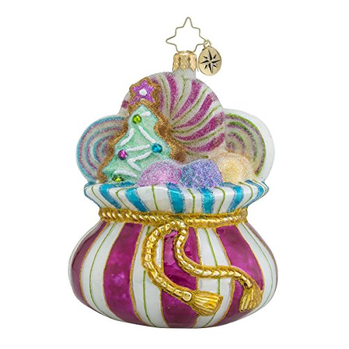 Christopher Radko Sweet Satchel Candy & Gingerbread Themed Glass Christmas Ornament – 4.5″h.