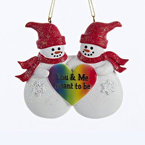 3.5″ Kurt Adler “You & Me Meant to Be” Snow Couple Ornament with Rainbow- A1588