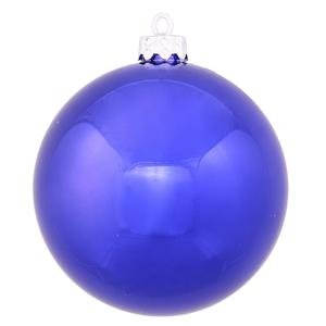 Vickerman Colbalt Shiny Finish Seamless Shatterproof Christmas Ball Ornament, UV Resistant with Drilled Cap, 4 per Bag, 4.75″, Cobalt Blue
