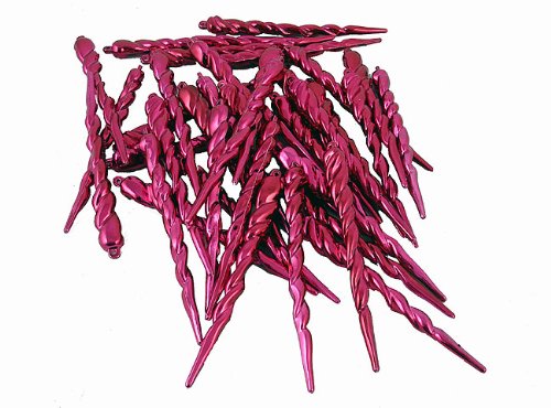 Vickerman Club Red Raspberry Shatterproof Icicle Christmas Ornaments, 36 Pack, 5″