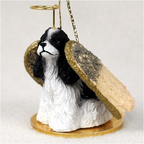 Cocker Spaniel Angel Dog Ornament – Parti Black