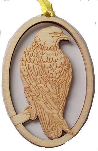Wooden Laser Cut Perched Eagle Ornament Package Tie on
