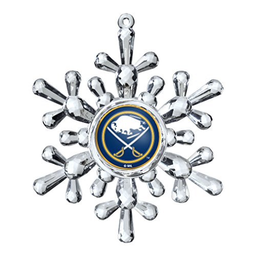 NHL Buffalo Sabres Traditional Snowflake Ornament, 4.5″, Clear