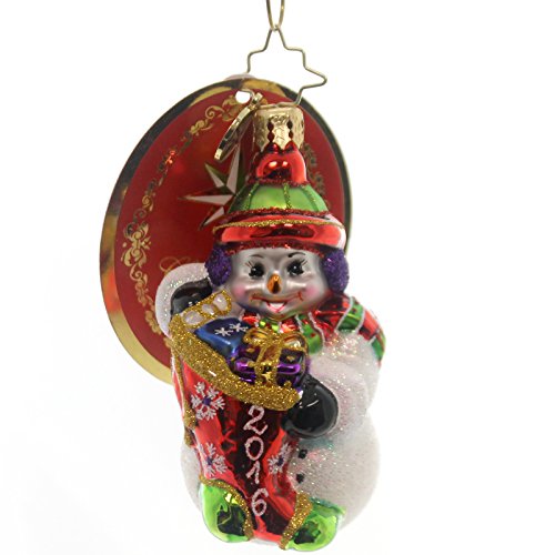 Christopher Radko A Year to Give Dated 2016 Little Gem Snowman Christmas Ornament