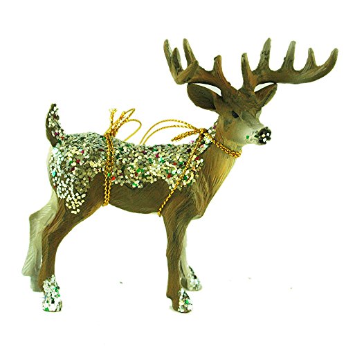 Glitter Deer Resin Hanging Christmas Tree Ornament