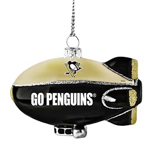 NHL Pittsburgh Penguins Glitter Blimp Ornament, Silver, 3″ x 2.25″