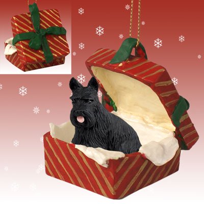 Conversation Concepts Scottish Terrier Gift Box Red Ornament by Eyedeal Figurines
