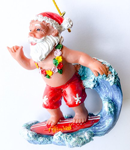Island Heritage Hawaiian Surfing Santa Christmas Ornament