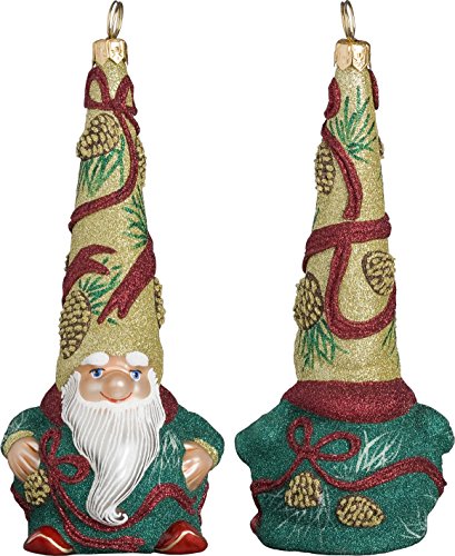 Glitterazzi Golden Cone Gnome Santa Ornament by Joy to the World