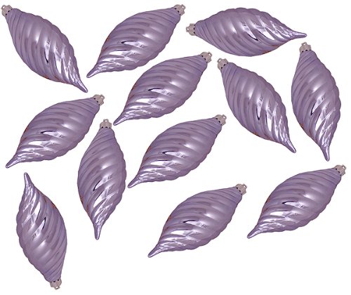 Vickerman Club Purple Lavender Shatterproof Finial Christmas Ornaments, 12 Pack, 4.75″