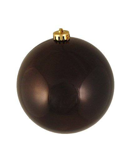 Vickerman Shiny Chocolate Brown Commercial Shatterproof Christmas Ball Ornament, 6″