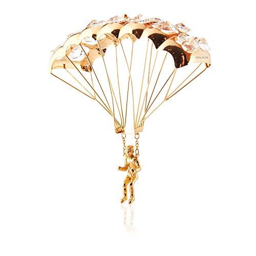24k Gold Plated Parachutist Ornament Made with Swarovski Elements Crystals By Charming Temptations