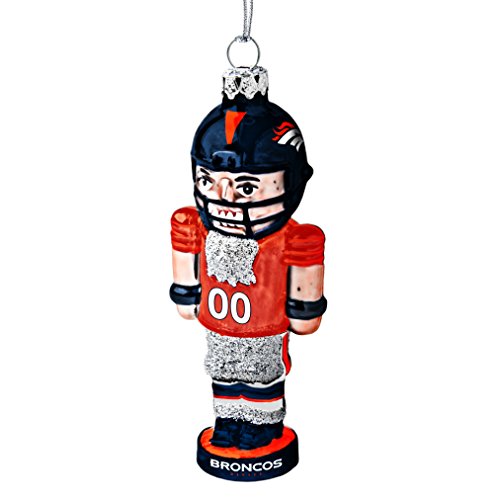 NFL Denver Broncos Football Nutcracker Ornament, 4″, Silver