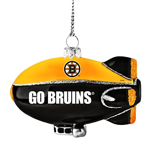 NHL Boston Bruins Glitter Blimp Ornament, Silver, 3″ x 2.25″