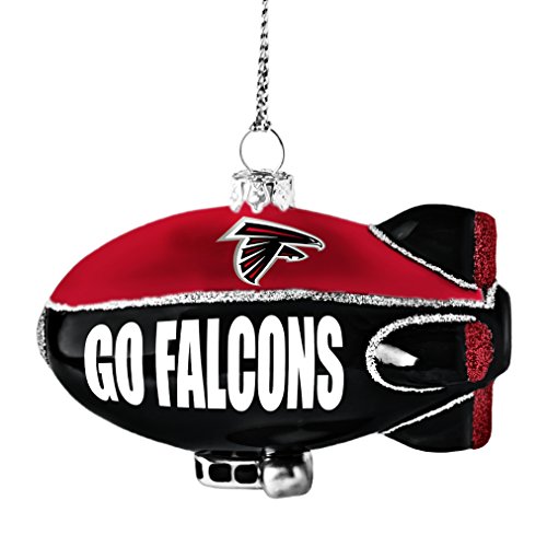 NFL Atlanta Falcons Glitter Blimp Ornament, Silver, 3″ x 2.25″