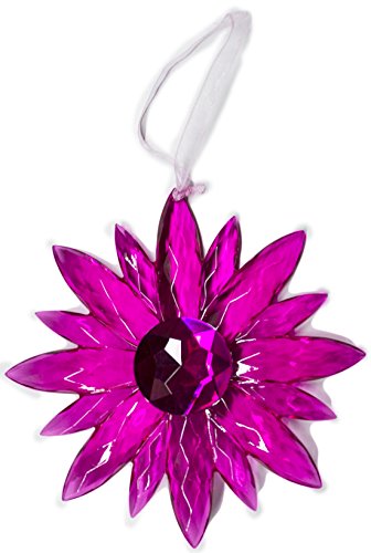 Crystal Expressions Acrylic 5 Inch Small Jewel Flower Ornament Suncatcher (Fuschia)