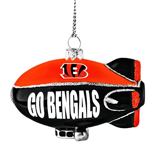 NFL Cincinnati Bengals Glitter Blimp Ornament, Silver, 3″ x 2.25″
