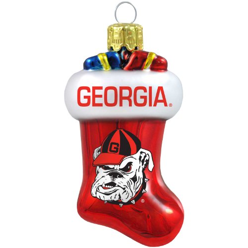NCAA Georgia Bulldogs Blown Glass Stocking Ornament